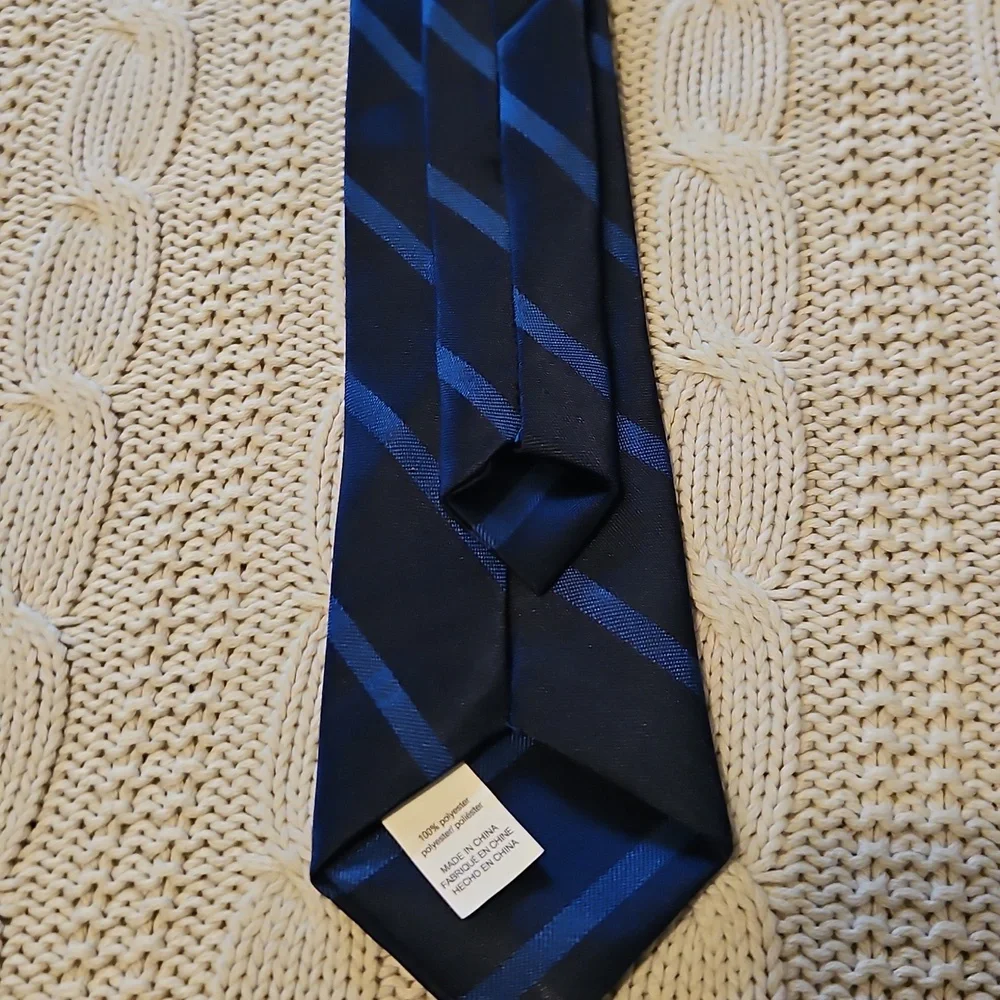 Elegant Boys Clip On Blue Striped Tie